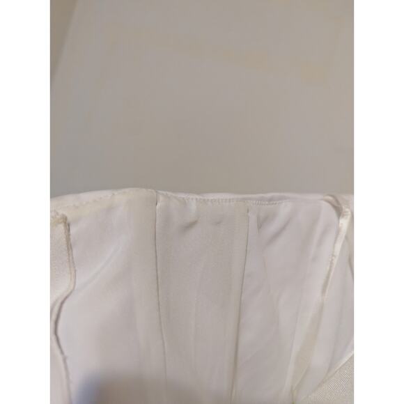 Strapless Corset Floral Beaded Basque Waist Debutant Ball Gown Wedding Dress Sz8 - Picture 12 of 15